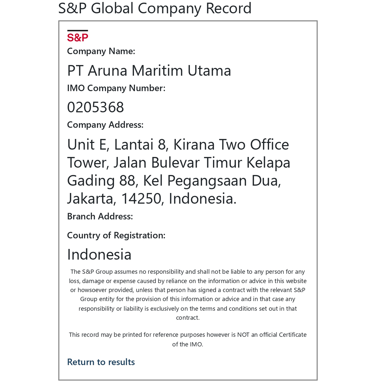 Sertifikat IMO Number